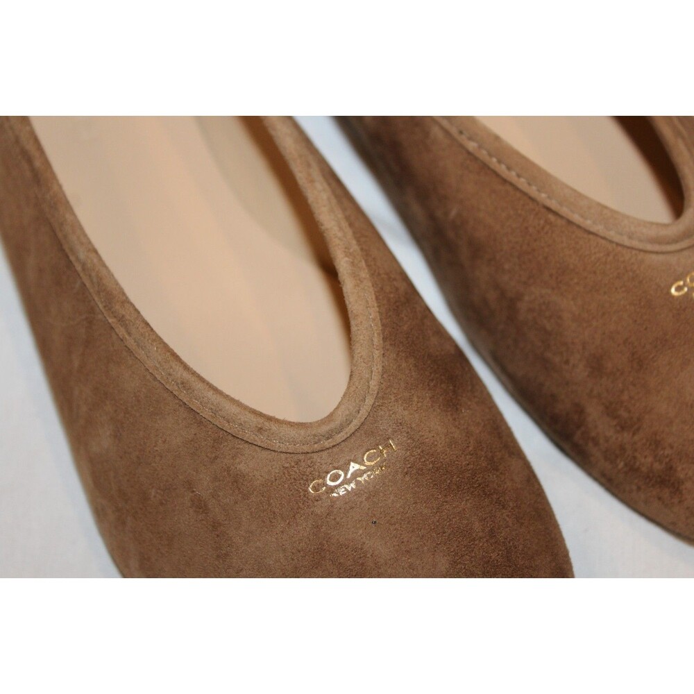 COACH WOMEN'S HOUSTON SUEDE BALLET LOAFERS COCONUT BROWN NIB - Picture 4 of 5